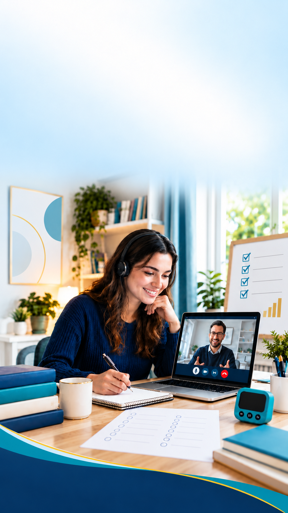 Student attending a personalized online exam preparation session with a professional tutor